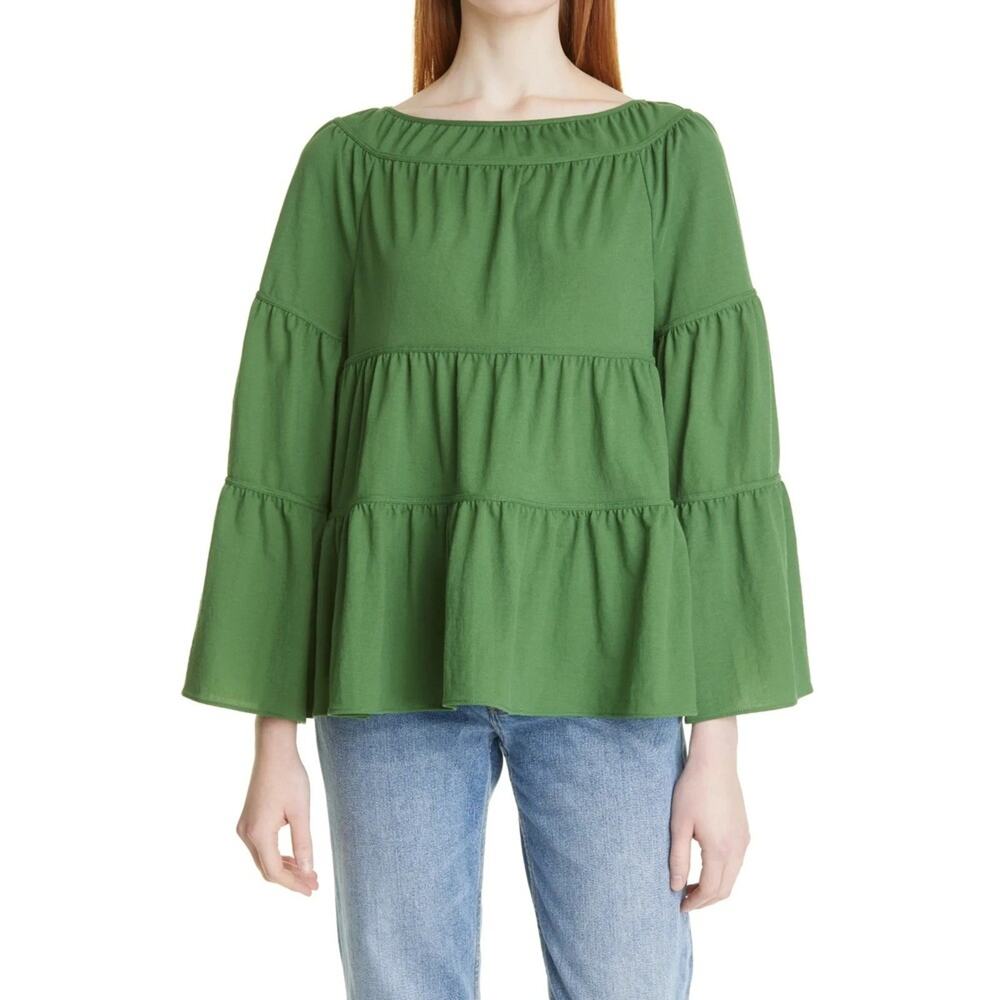 Rebecca Taylor Tiered Pique Top L - Picture 9 of 12